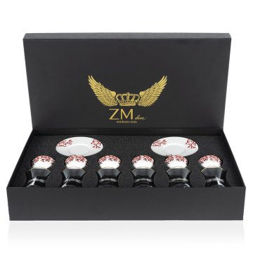 Mercan Kırmızı 18 Parça Çay + Mırra Set Hediye Kutulu